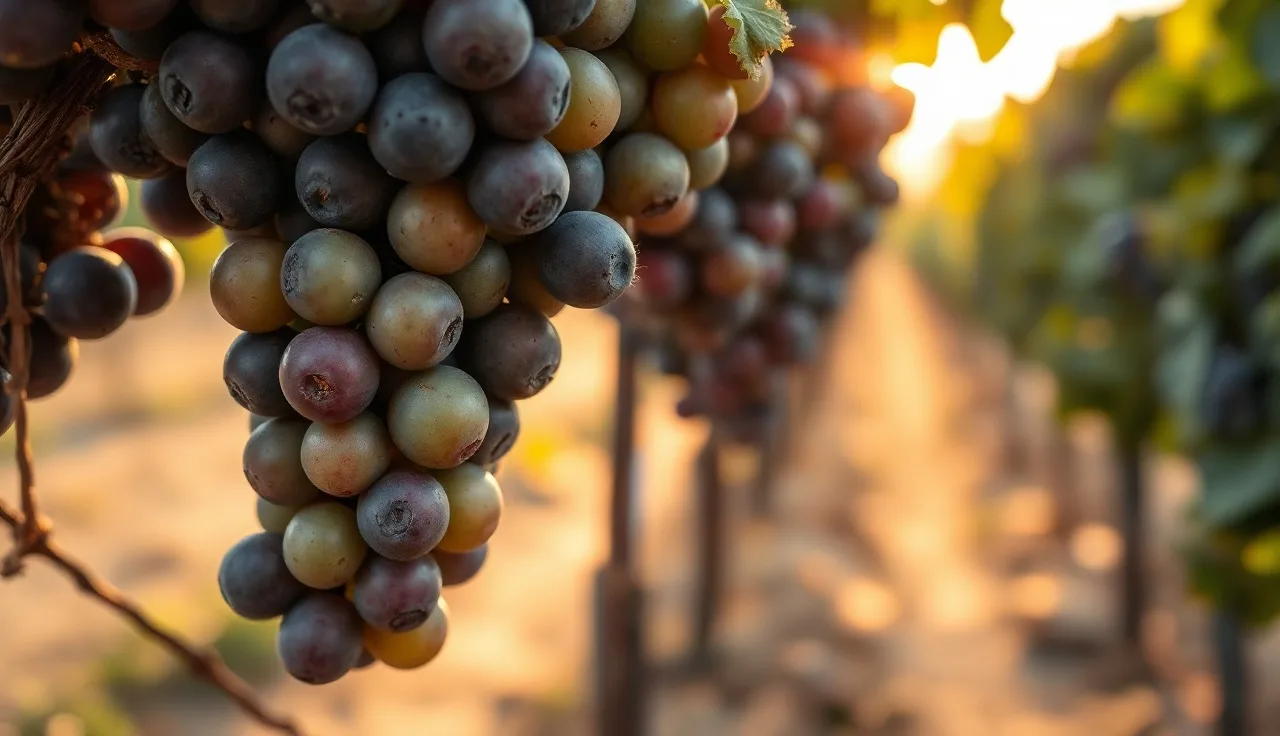Cabernet Sauvignon cluster at veraison showing green and purple-red berries side by side