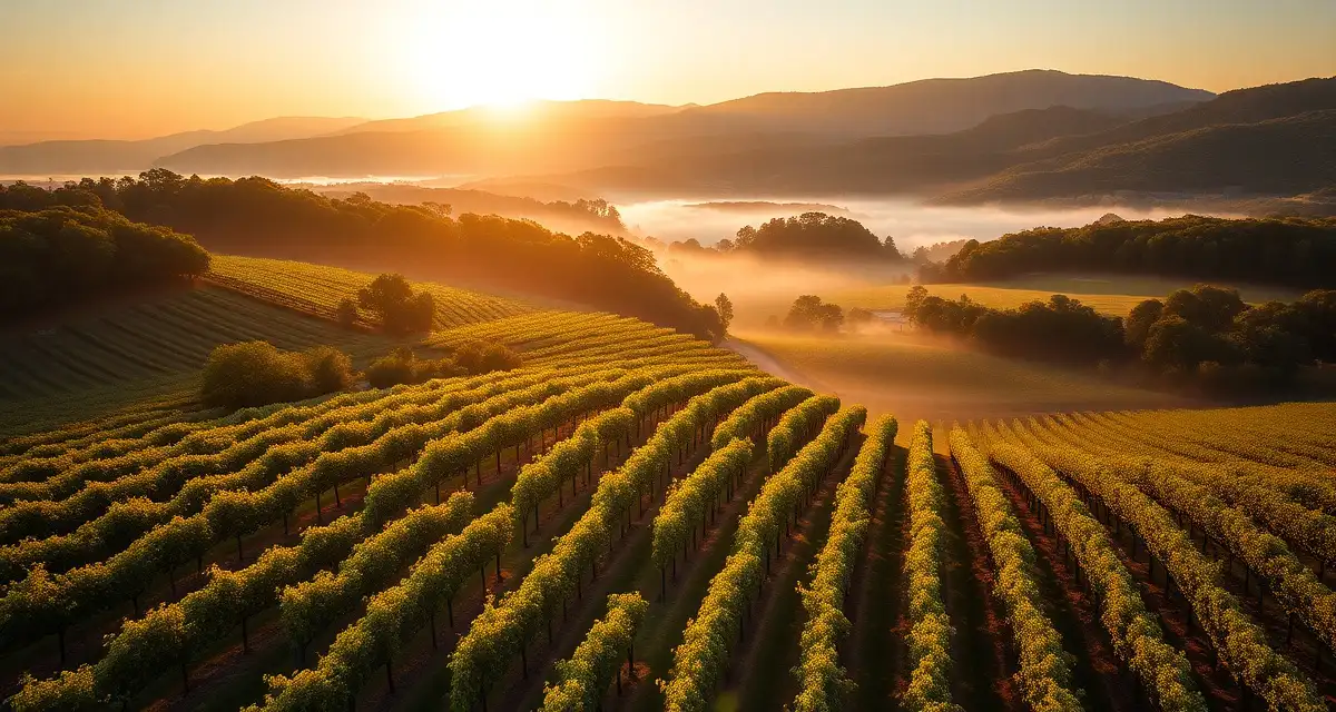 North Georgia mountain vineyard landscape Georgia vineyard rows in Blue Ridge mountains with subtropical climate conditions affecting disease management and grape cultivation practices.