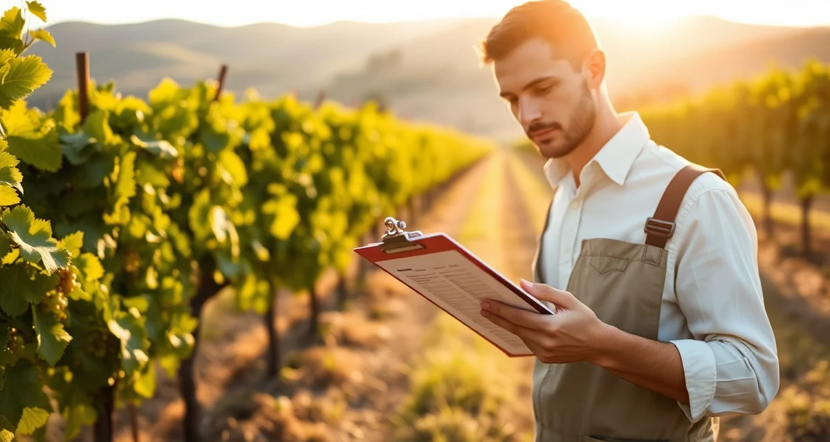 DEC-Compliant Spray Records New York vineyard spray log template clipboard with DEC compliance documentation in vineyard field