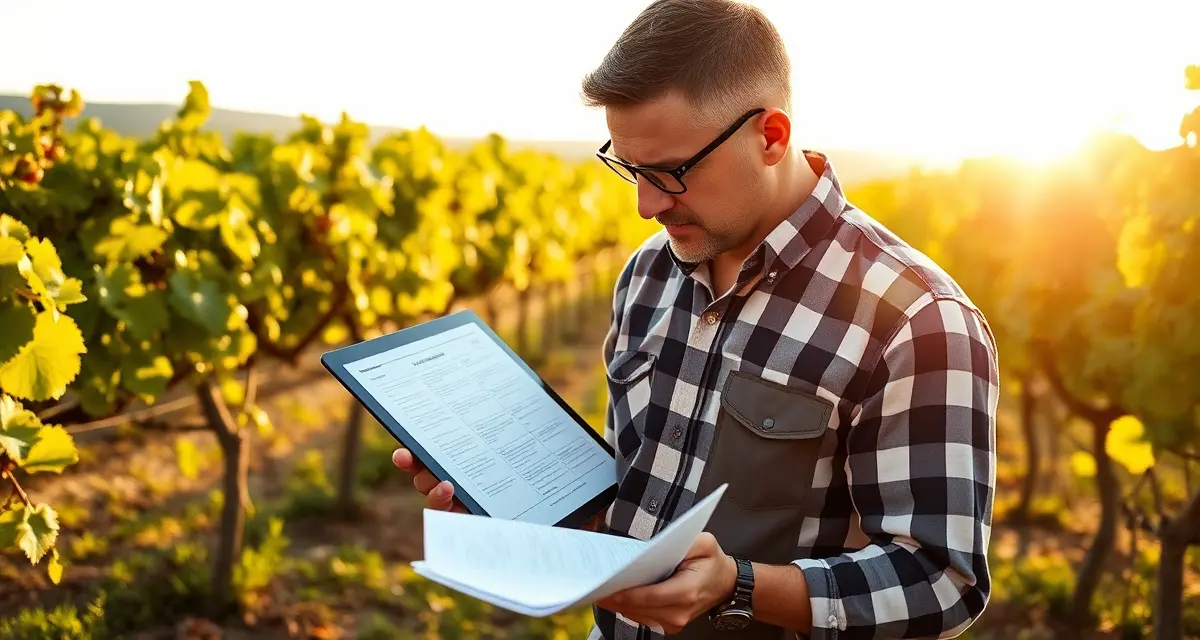 SIP certification compliance management process Vineyard manager reviewing SIP certified compliance records and IPM documentation for sustainable viticulture audit preparation