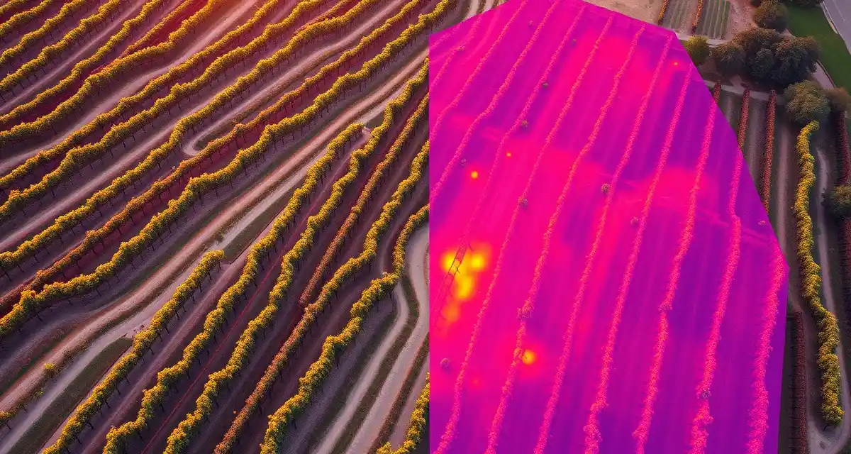Block-level pest management data visualization for vineyard analysis Vineyard IPM block comparison showing pest pressure zones and disease patterns across different vineyard blocks for cost analysis
