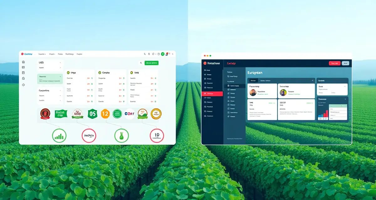 Vineyard management software comparison for US compliance VitiScribe vs eVineyard comparison showing US state pesticide reporting compliance features for vineyard management software